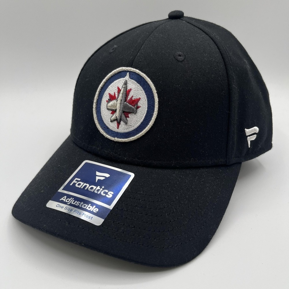 Winnipeg Jets‎ Fanatics Hat Cap Strap Back One Size Black NHL Hockey Mens NEW